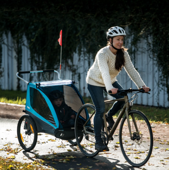 Lastekäru kahele lapsele THULE Chariot Coaster XT bike trailer+Stroll, Blue